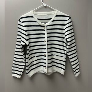 Women’s Striped Black and White Button Up Cardigan